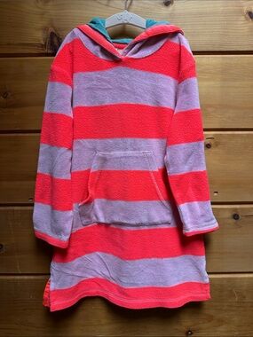 Boden toweling beach cover-up hood bright pink orange size 6 - 7